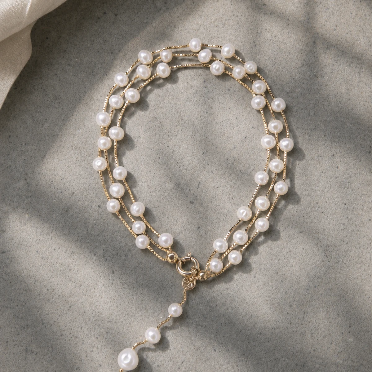 Pulseira Firenze Tripla em Ouro 18K com Pérolas Naturais